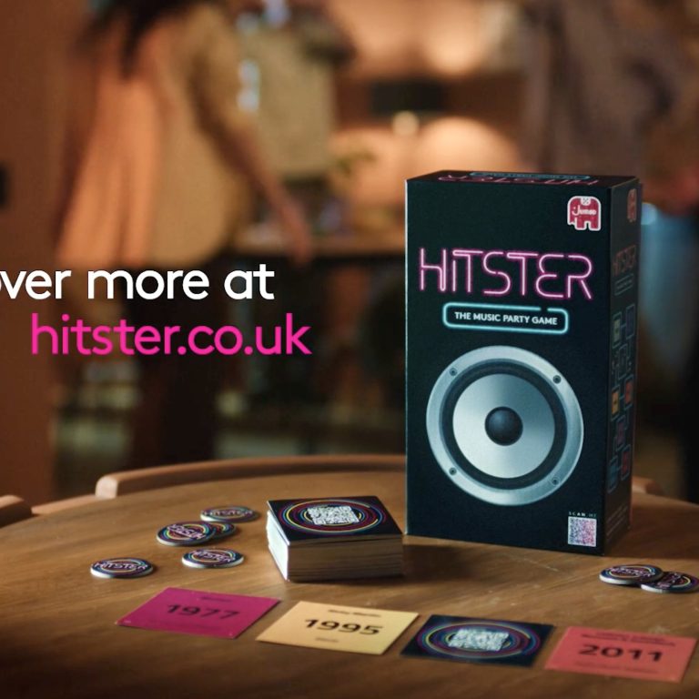 Hitster – The Music Party Game box, from Rio Attoh-Wood's voiceover commercial